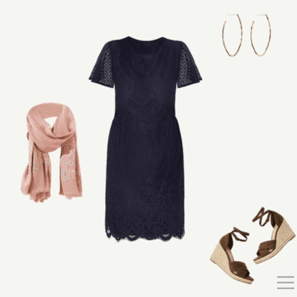 NWT Navy Blue Lace sheath dress